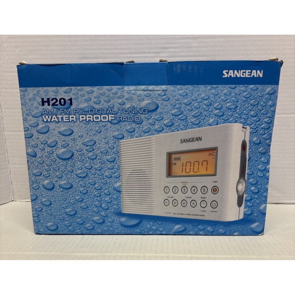 Sangean H201 AM/FM Waterproof Shower Radio Weather Alert White
